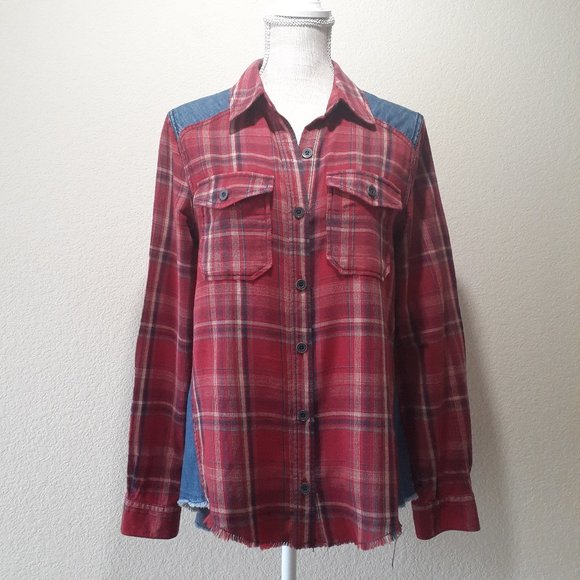 Free People Mixed Media Block Shirt - Picture 1 of 16